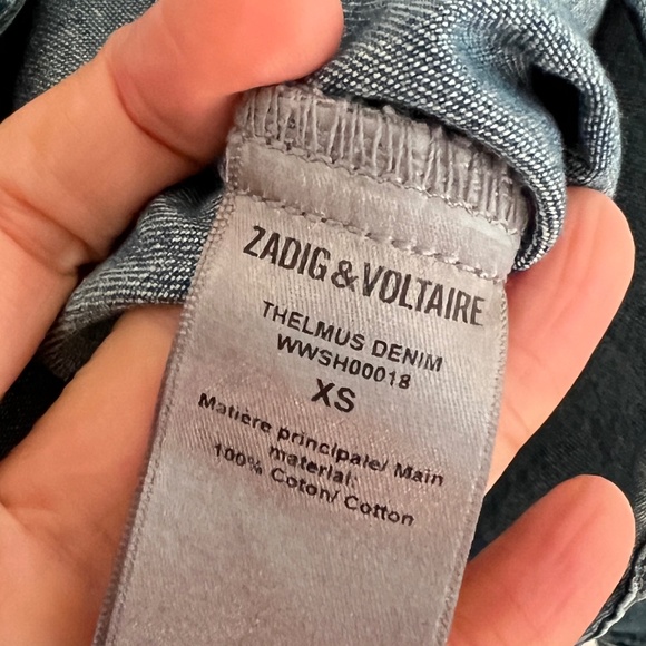 Zadig & Voltaire Thelmus Denim Western Snap Front Shirt XS - Picture 9 of 9